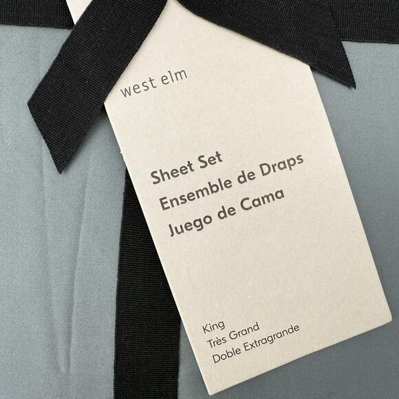 West Elm Silky TENCEL Lyocell Sheet Set KING Stormy Blue 4pc Deep Pocket NWT - Picture 2 of 8